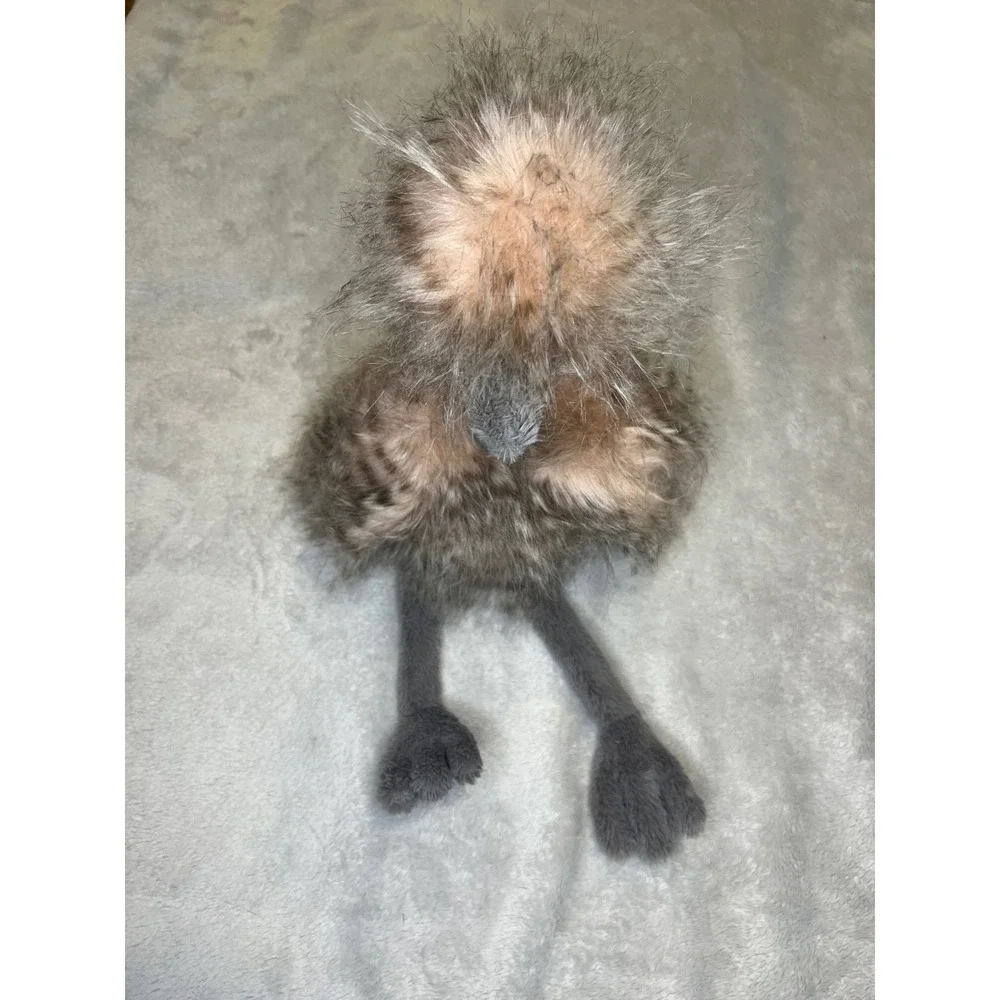 Jellycat Ostrich Plush Shaggy Faux Fur Bird Stuffed Animal Brown Tan 18
